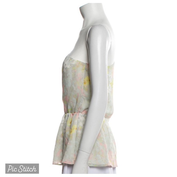 ALICE + OLIVIA one Shoulder Asymmetric Floral Blouse M 6 8 Tank Top 70s fairy - Picture 4 of 9